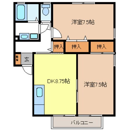 ロイヤルウィングＡ棟の物件間取画像